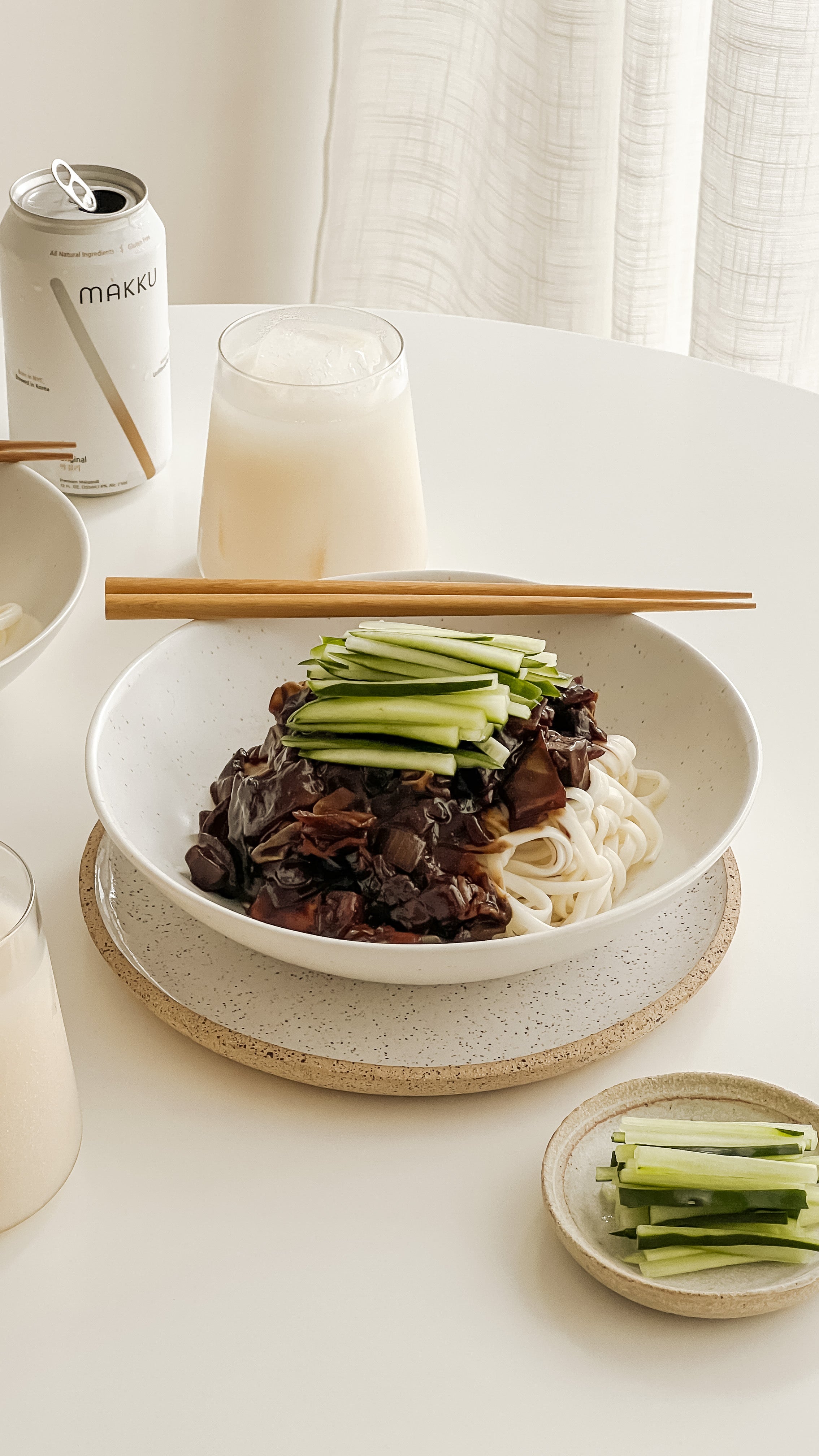 Jjajangmyeon (Black Soybean Noodles)
      
      
       &ndash; Sool